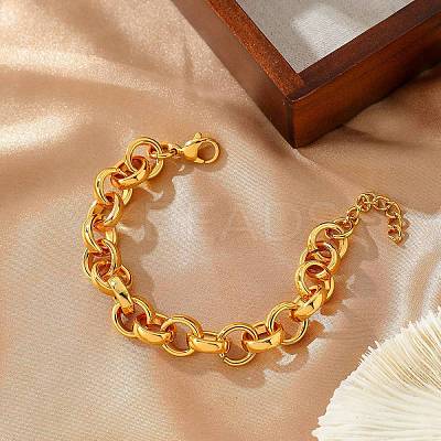 304 Stainless Steel Rolo Chain Bracelets for Women BJEW-C104-01E-G-1