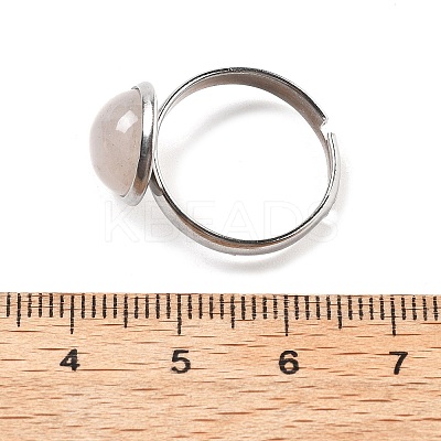 Half Round Natural Rose Quartz Finger Rings RJEW-M062-01P-39-1