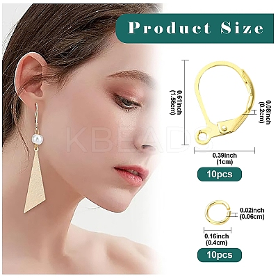 Brass Leverback Earring Findings KK-YW0002-46-1