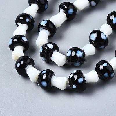 Mushroom Handmade Lampwork Beads Strands X-LAMP-R116-11-1