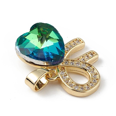 Real 18K Gold Plated Rack Plating Brass Micro Pave Clear Cubic Zirconia Pendants KK-C015-26G-10-1