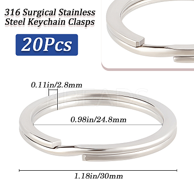 316 Surgical Stainless Steel Keychain Clasps STAS-BBC0005-81B-1