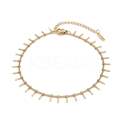 304 Stainless Steel Bar Tassel Charm Bracelets BJEW-G759-04G-1