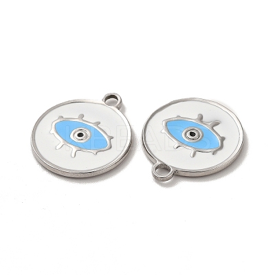 304 Stainless Steel Enamel Pendants STAS-Q001-28P-1