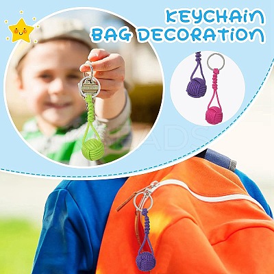 16Pcs 8 Colors Polyester & Spandex Cord Braided Ball Keychain for Jewelry Making DIY Crafts KEYC-CJ0001-05-1