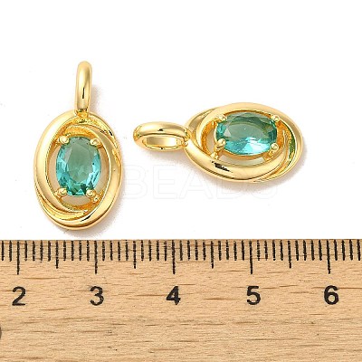 Brass Micro Pave Dark Cyan Cubic Zirconia Pendants KK-H461-02G-1