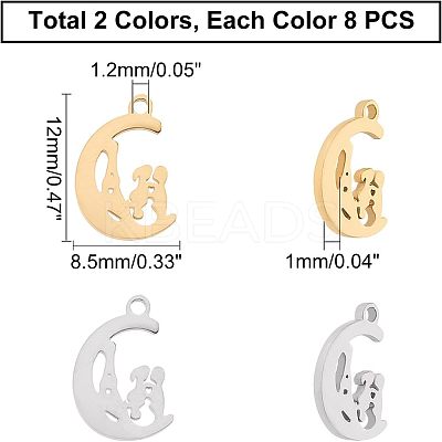 16Pcs 2 Colors Valentine's Day 304 Stainless Steel Charms STAS-UN0030-74-1