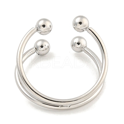 Non-Tarnish Round Ball 304 Stainless Steel Open Cuff Finger Rings for Women RJEW-P114-11P-1