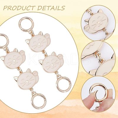 Alloy Enamel Cat Link Chains for Purse Chains PURS-WH0001-40-1