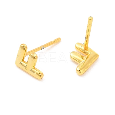 Brass Hollow Out Initial Letter Stud Earrings EJEW-A044-01G-F-1
