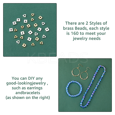 320Pcs 4 Style Brass Beads KK-FH0006-89-1