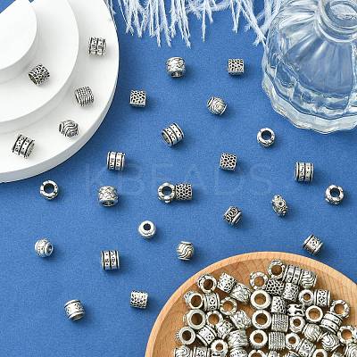 100Pcs 10 Styles Tibetan Style Alloy European Beads FIND-CJ0003-73-1