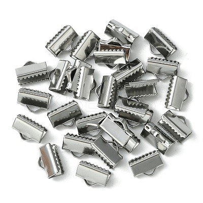 304 Stainless Steel Ribbon Crimp Ends STAS-YW0001-78C-1