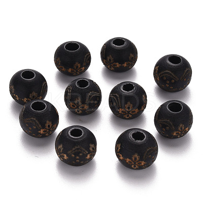 Painted Natural Wood Beads WOOD-N006-03A-10-1