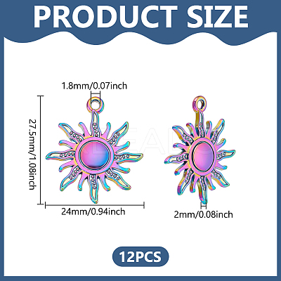 12Pcs Rainbow Color Alloy Pendants FIND-LP0001-55-1