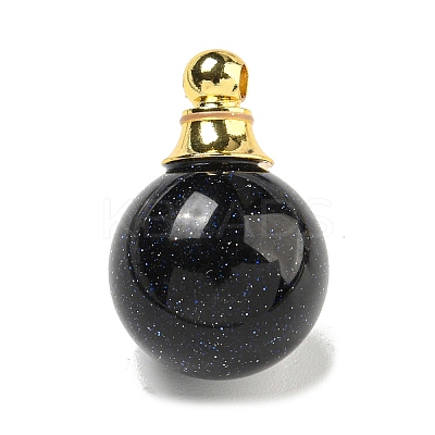 Synthetic Blue Goldstone Perfume Bottle Pendants G-K338-22G-10-1