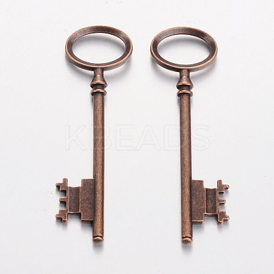 Tibetan Style Alloy Skeleton Key Large Pendants LS-TIBEP-S105-R-RS-1