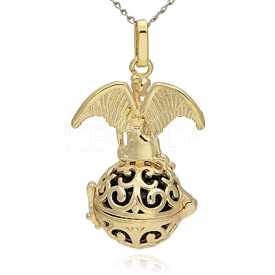 Golden Tone Brass Hollow Round Cage Pendants KK-J242-04G-1