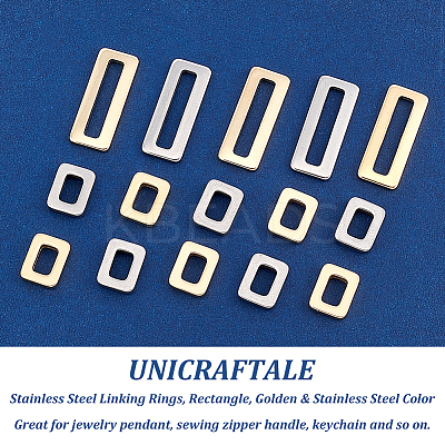48Pcs 4 Style 201 Stainless Steel Linking Rings STAS-UN0040-26-1