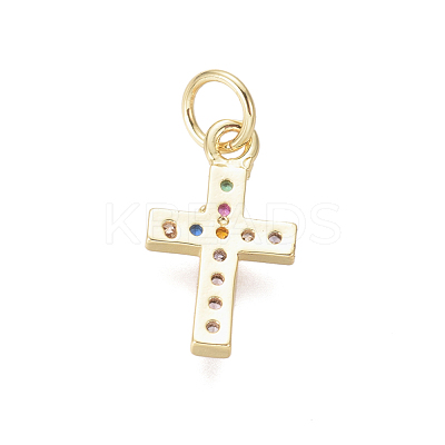 Brass Micro Pave Cubic Zirconia Charms X-ZIRC-I032-64G-1