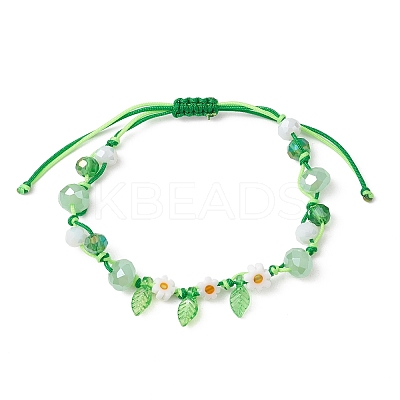 Glass and Braided Nylon Thread Beaded Bracelets BJEW-JB11509-1