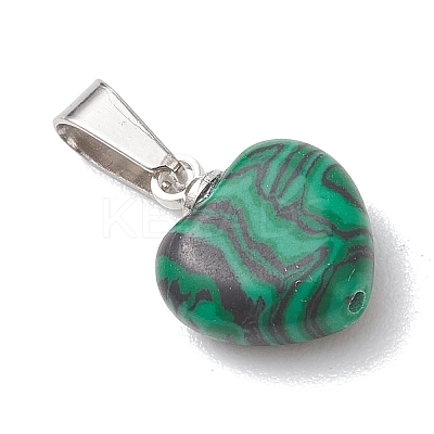 Natural & Synthetic Mixed Gemstone Heart Charms PALLOY-JF04955-02-1