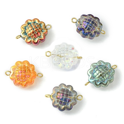 Transparent Electroplate Glass Connector Charms PALLOY-JF02177-1