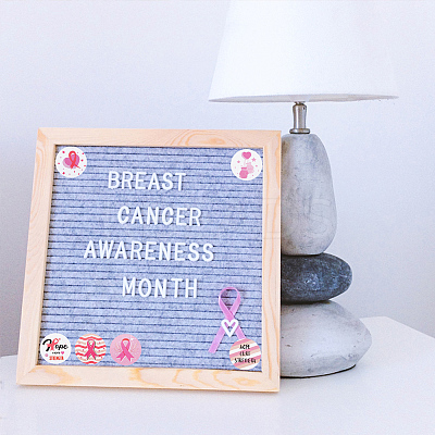 Round Dot Breast Cancer Awareness Pink Ribbon Stickers DIY-WH0409-31-1