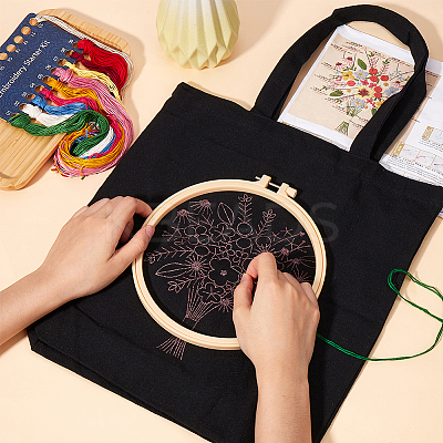 1 Set DIY Tote Bag Embroidery Kit DIY-CP0011-21A-1