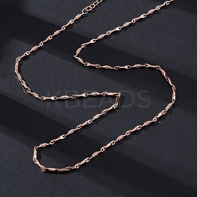 Brass Twisted Bar Link Chain Necklaces NJEW-D302-63RG-1