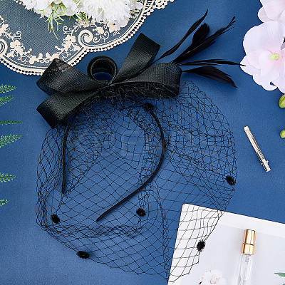 Gauze Mesh Veil Cloth with Aligator Hair Clip AJEW-WH20018-97A-1