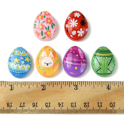 12Pcs 6 Colors Easter Cartoon Opaque Resin Cabochons RESI-FS0001-56-1