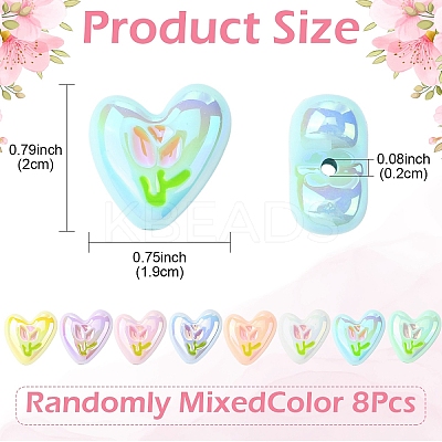8Pcs 8 Colors UV Platings Acrylic Beads MACR-YW0004-29-1