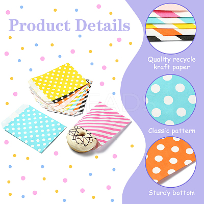 20Pcs 10 Styles Striped & Polka Dot Kraft Paper Bags CARB-YW0001-01-1