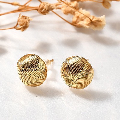 Brass Half Round Stud Earrings EJEW-Z083-01G-1