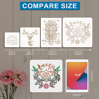 1Pc PET Hollow Out Drawing Painting Stencils DIY-MA0005-76C-1