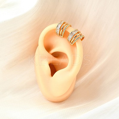 Brass Micro Pave Clear Cubic Zirconia Cuff Earrings EJEW-F370-29G-1