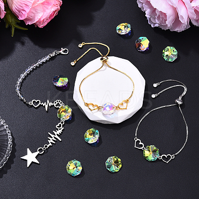 Electroplated Glass Connector Charms EGLA-YW0003-02-1
