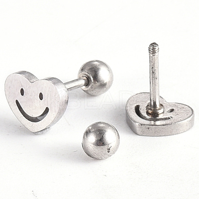 Tarnish Resistant 201 Stainless Steel Barbell Cartilage Earrings EJEW-R147-25-1