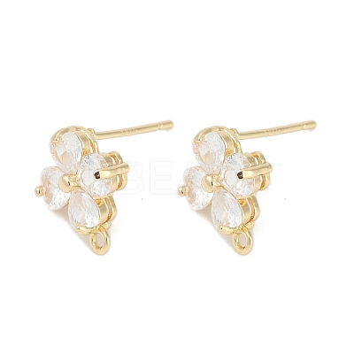 Brass Micro Pave Cubic Zirconia Stud Earring Findings KK-Z094-07G-1