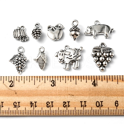 54Pcs 9 Style Tibetan Style Alloy Fruit Charms TIBEP-FS0001-11-1