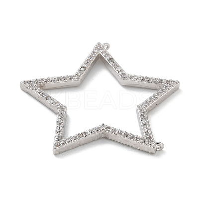 Rack Plating Brass Micro Pave Cubic Zirconia Connector Charms KK-G515-42P-01-1