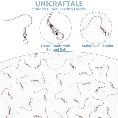 100Pcs 304 Stainless Steel Earring Hooks STAS-UN0053-84-1