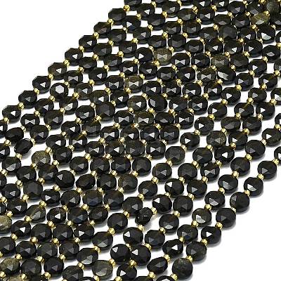 Natural Golden Sheen Obsidian Beads Strands G-C116-A56-02-1