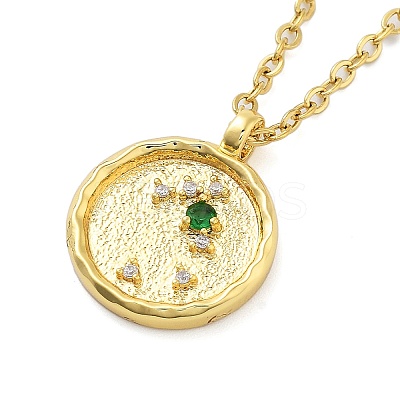 304 Stainless Steel Cubic Zirconia Constellation Flat Round Pendants STAS-S145-01I-1