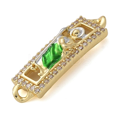 Brass Enamel Rectangle Saint Jude Connector Charms KK-M319-06G-01-1