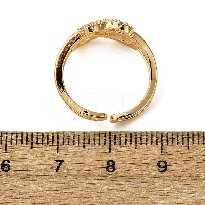 Brass Micro Pave Cubic Zirconia Adjustable Cuff Rings RJEW-C141-01G-1