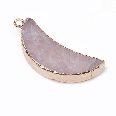 Electroplate Natural Rose Quartz Pendants X-G-S329-014C-1
