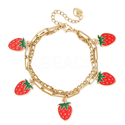 304 Stainless Figaro & Paperclip Chain Multi-strand Bracelets BJEW-JB12486-02-1