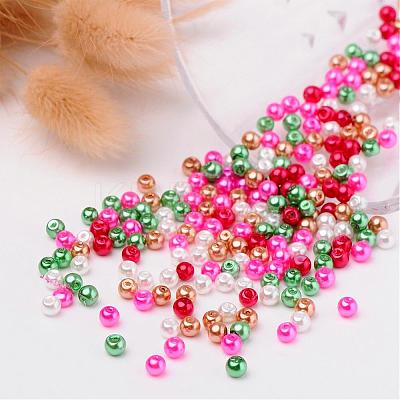 Christmas Mix Pearlized Glass Pearl Beads HY-X006-4mm-05-1